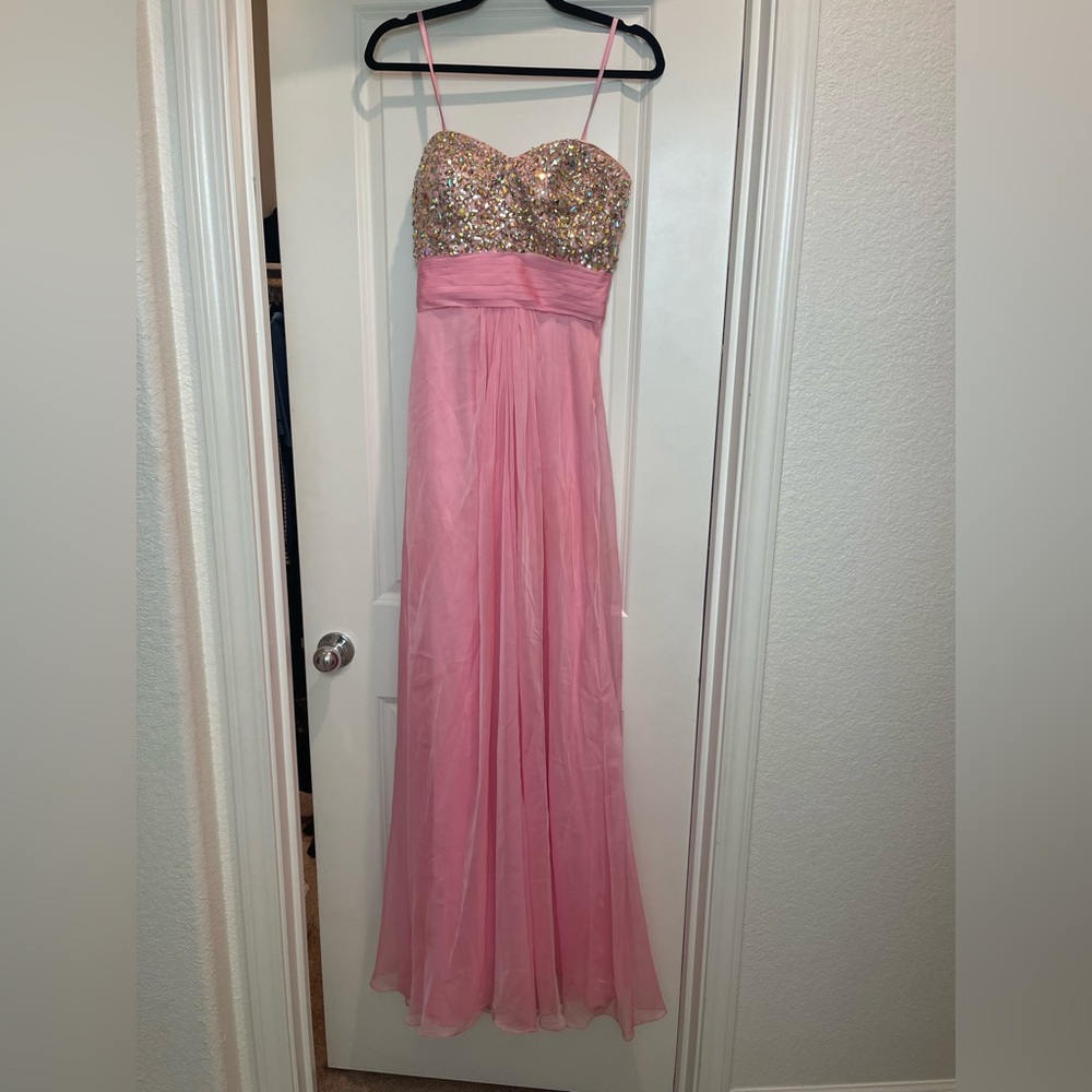 La Femme Blush Satin Gown